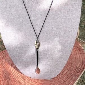 Black Cord Silver Pendant Necklace